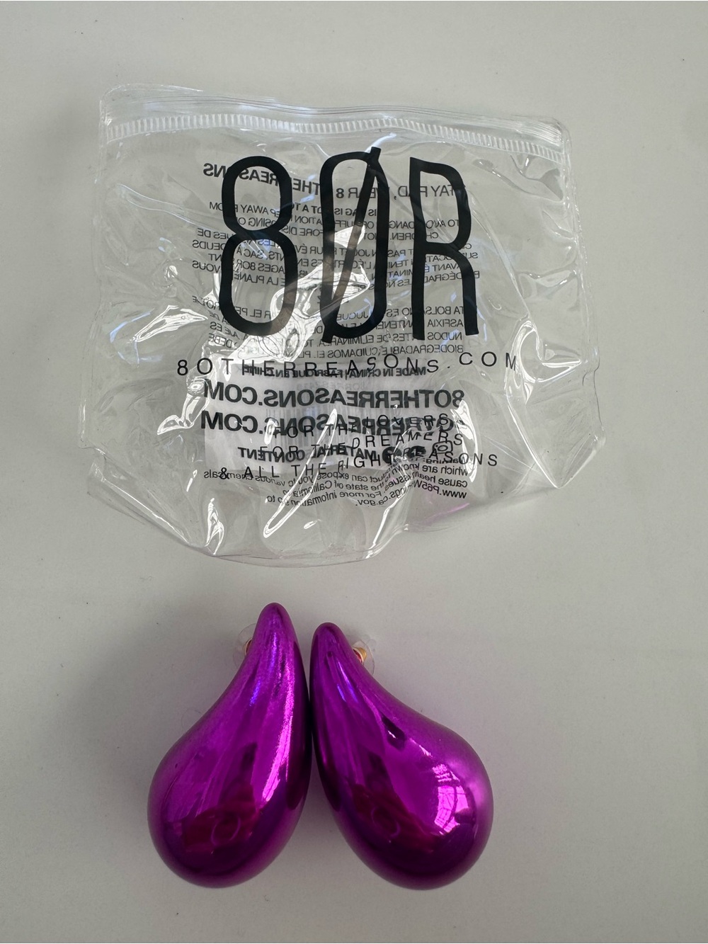 8 Other Reasons Metallic Pink Droplet Earring